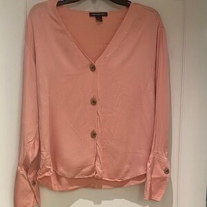 Something Navy Pink Button-Up Blouse